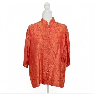 💜 VINTAGE NORM THOMPSON Red/Gold Pattern Top (M)